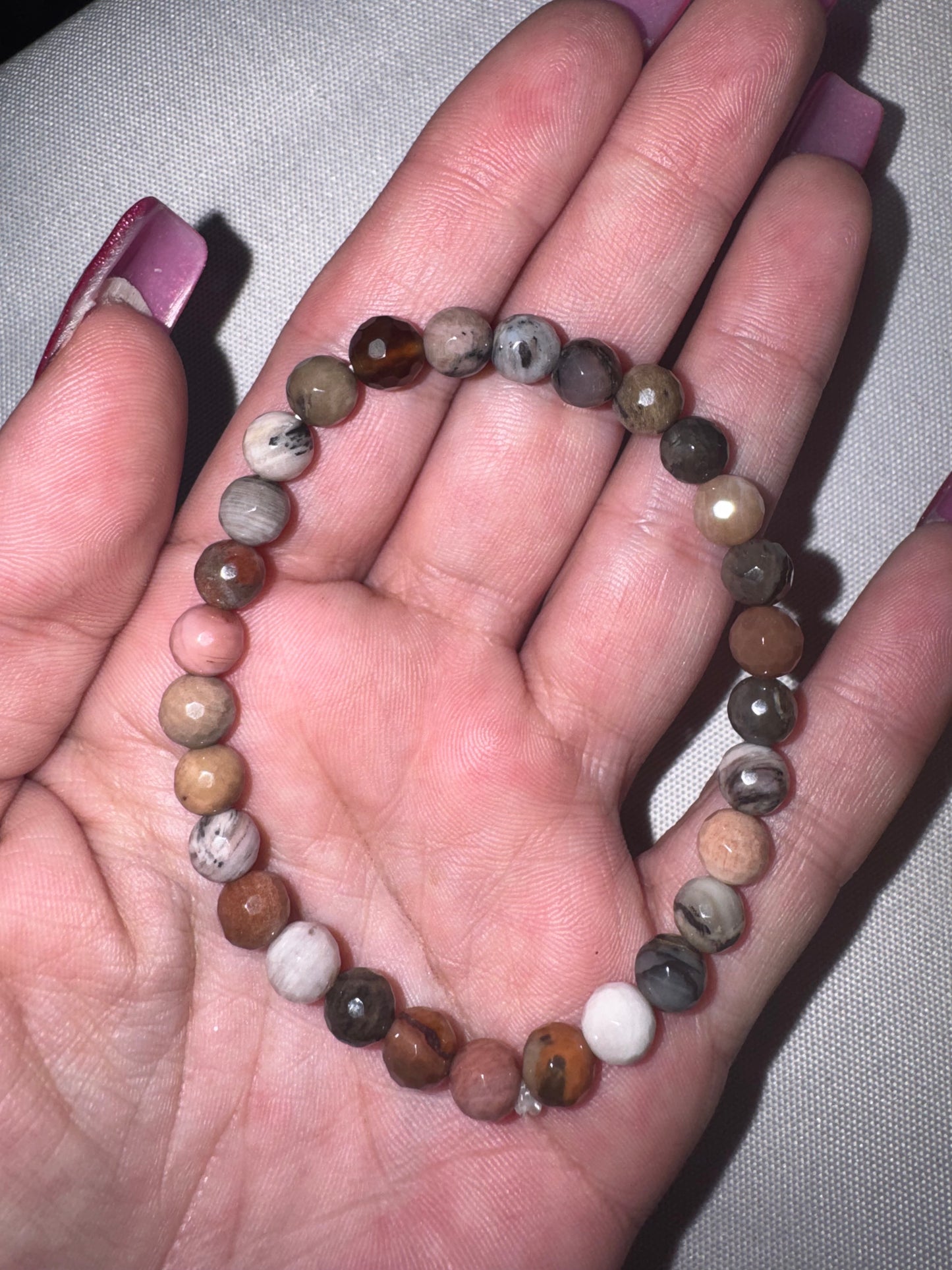 Petrified Wood Faceted Bracelet (6mm)