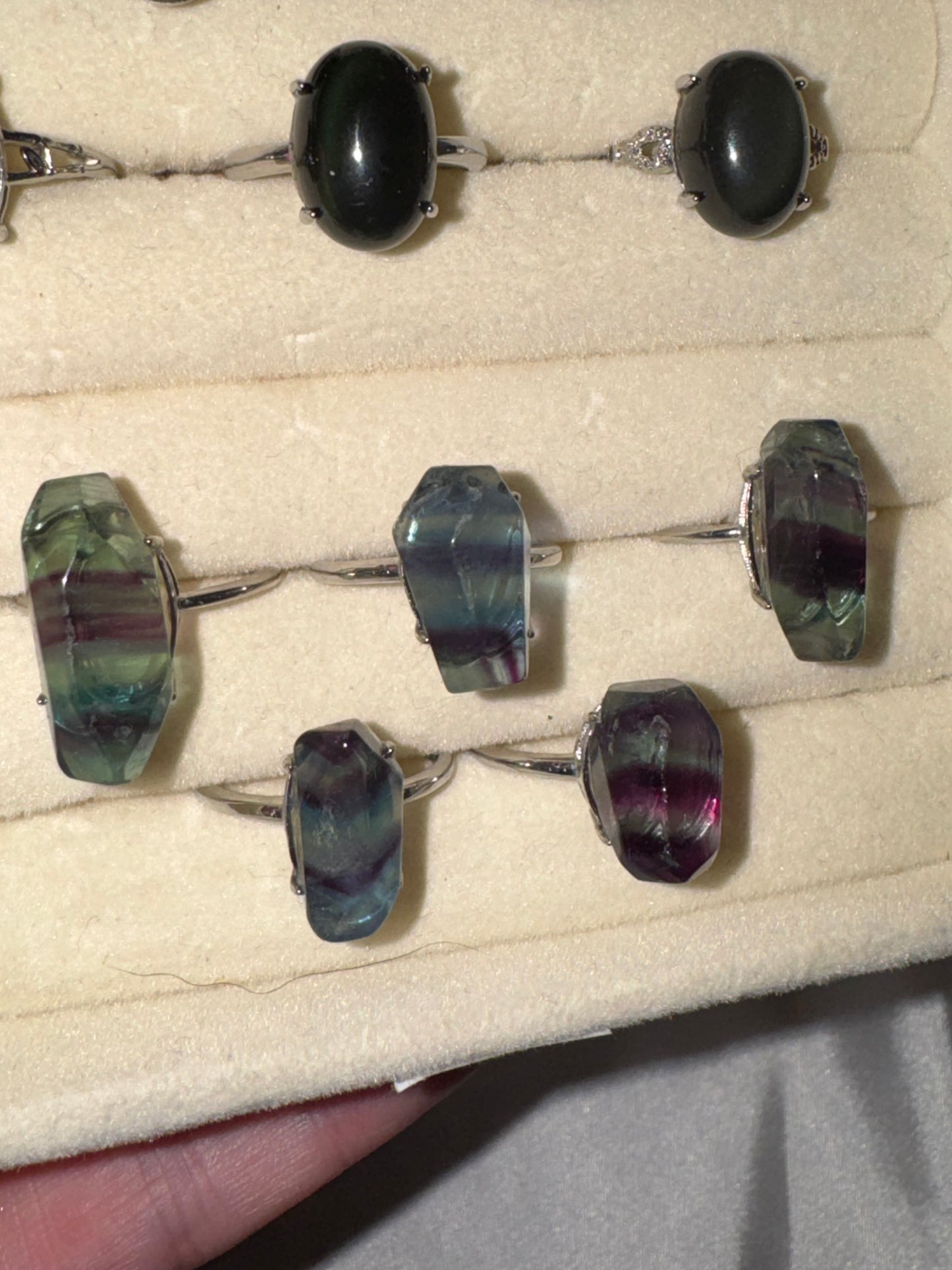 Fluorite AAA Freeform 925 Adjustable Ring