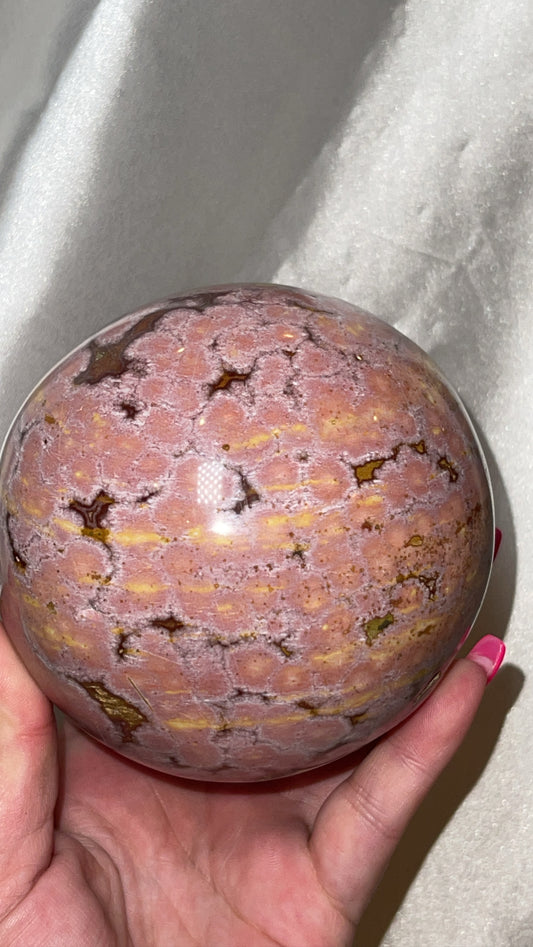 Pink Ocean Jasper AAA XXL Sphere (98mm)