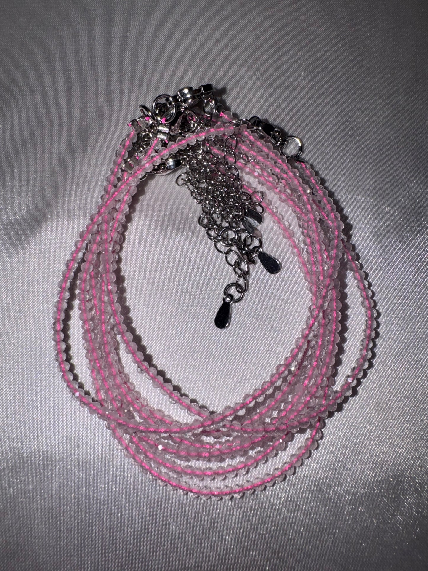 Faceted Rose Quartz 2mm Adjustable Bracelet