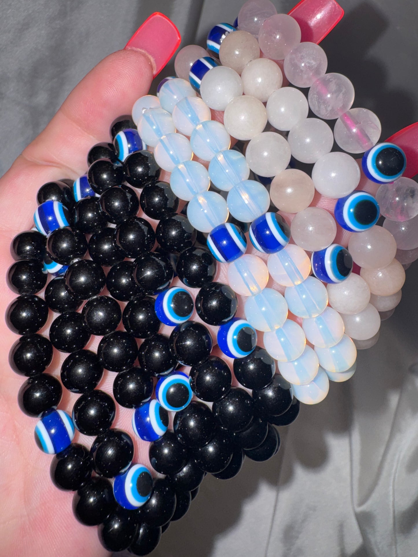 Crystal Protection Evil Eye 8mm Bracelet
