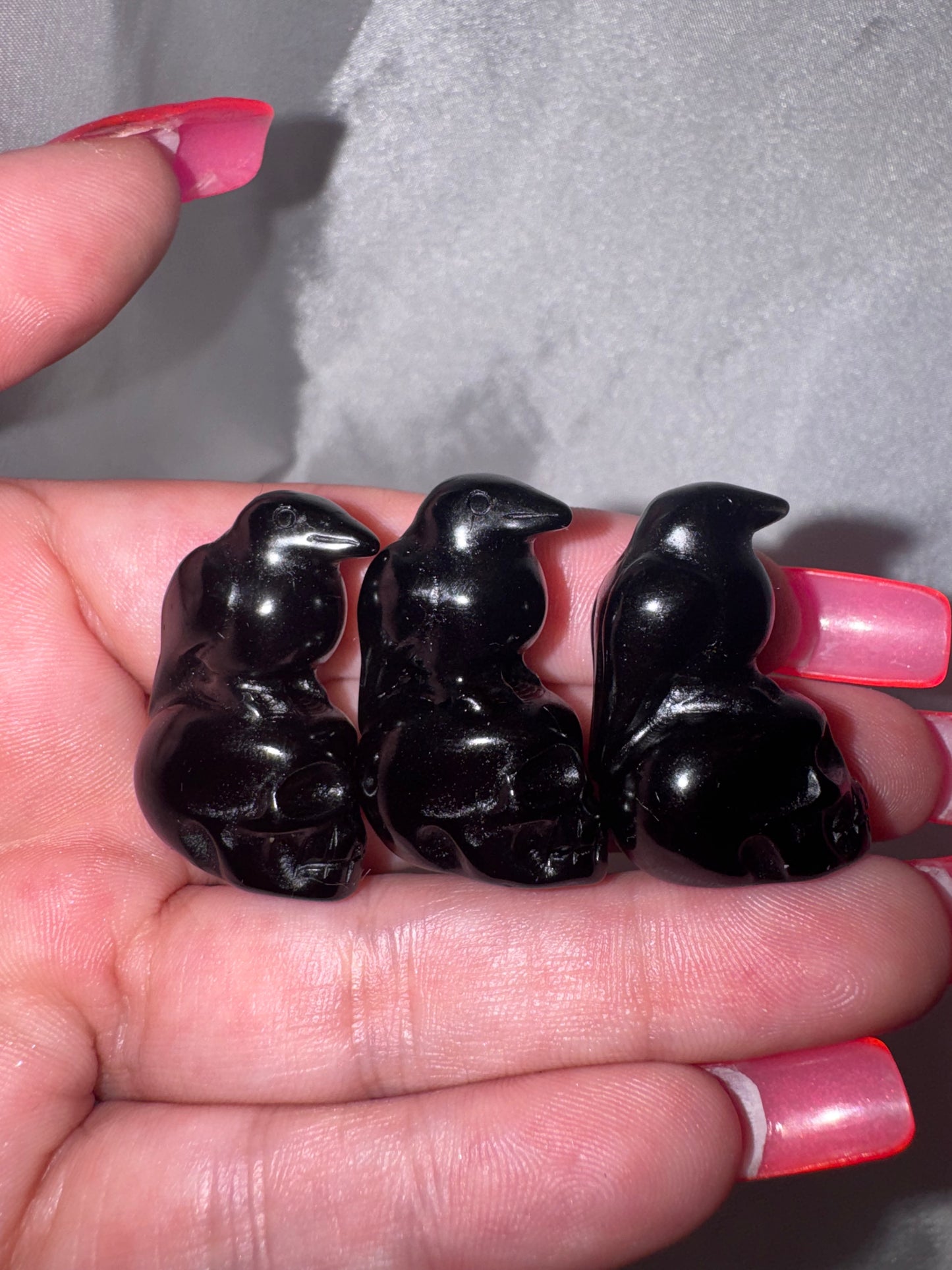 Obsidian Raven/Crow Skull Carving