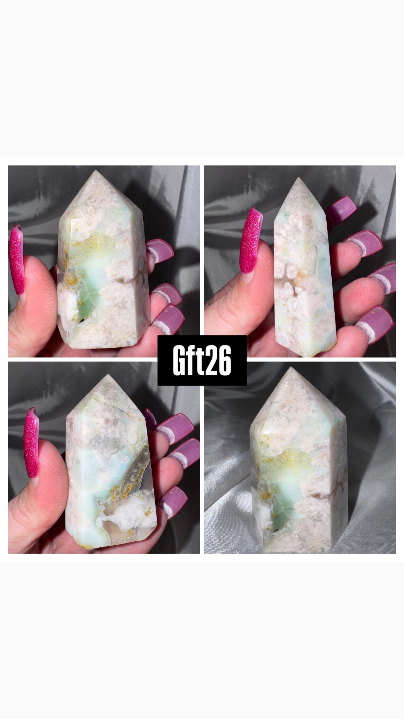 Green Flower Agate Tower