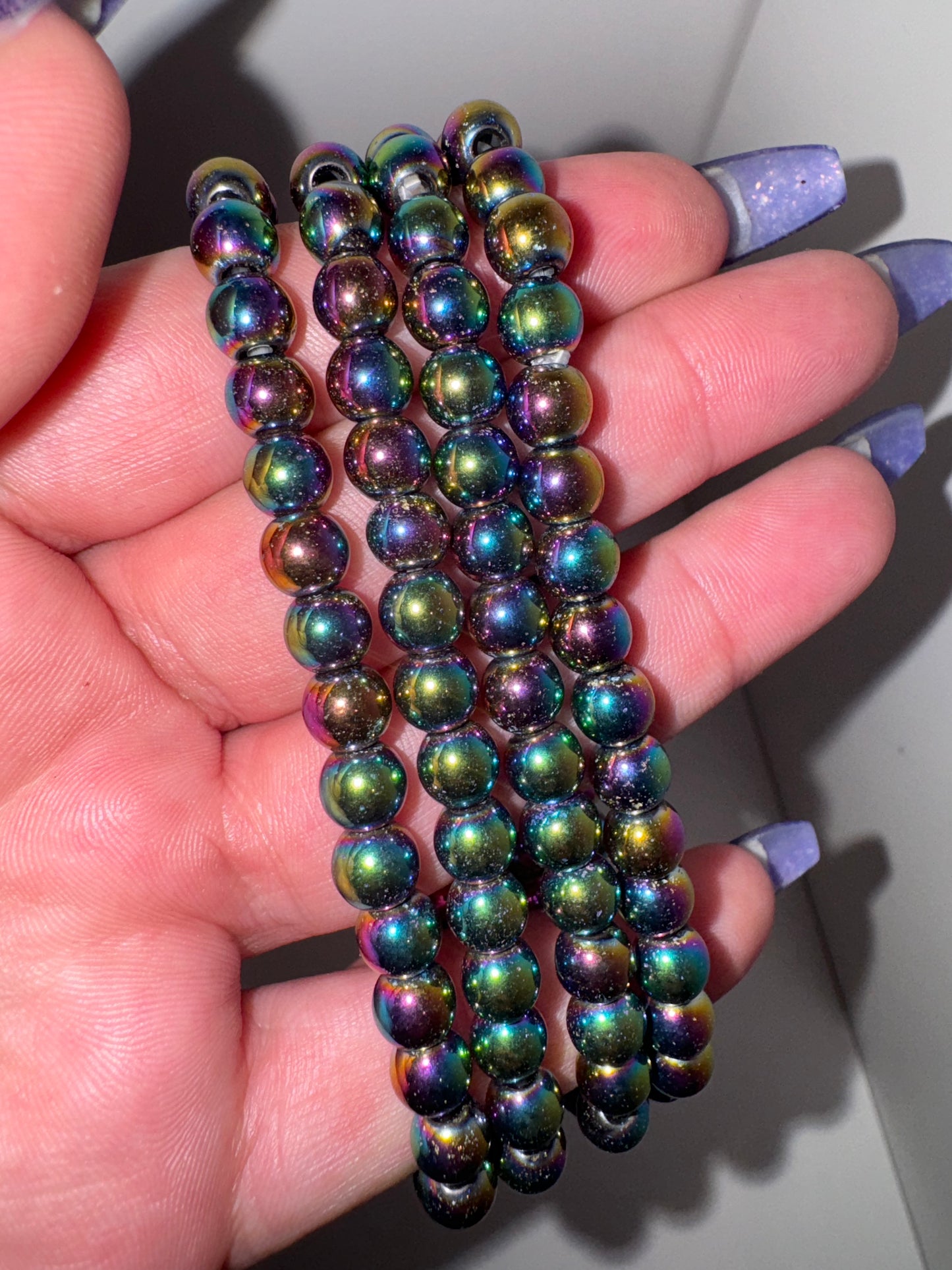 Titanium Aura Hematite 6mm bracelet