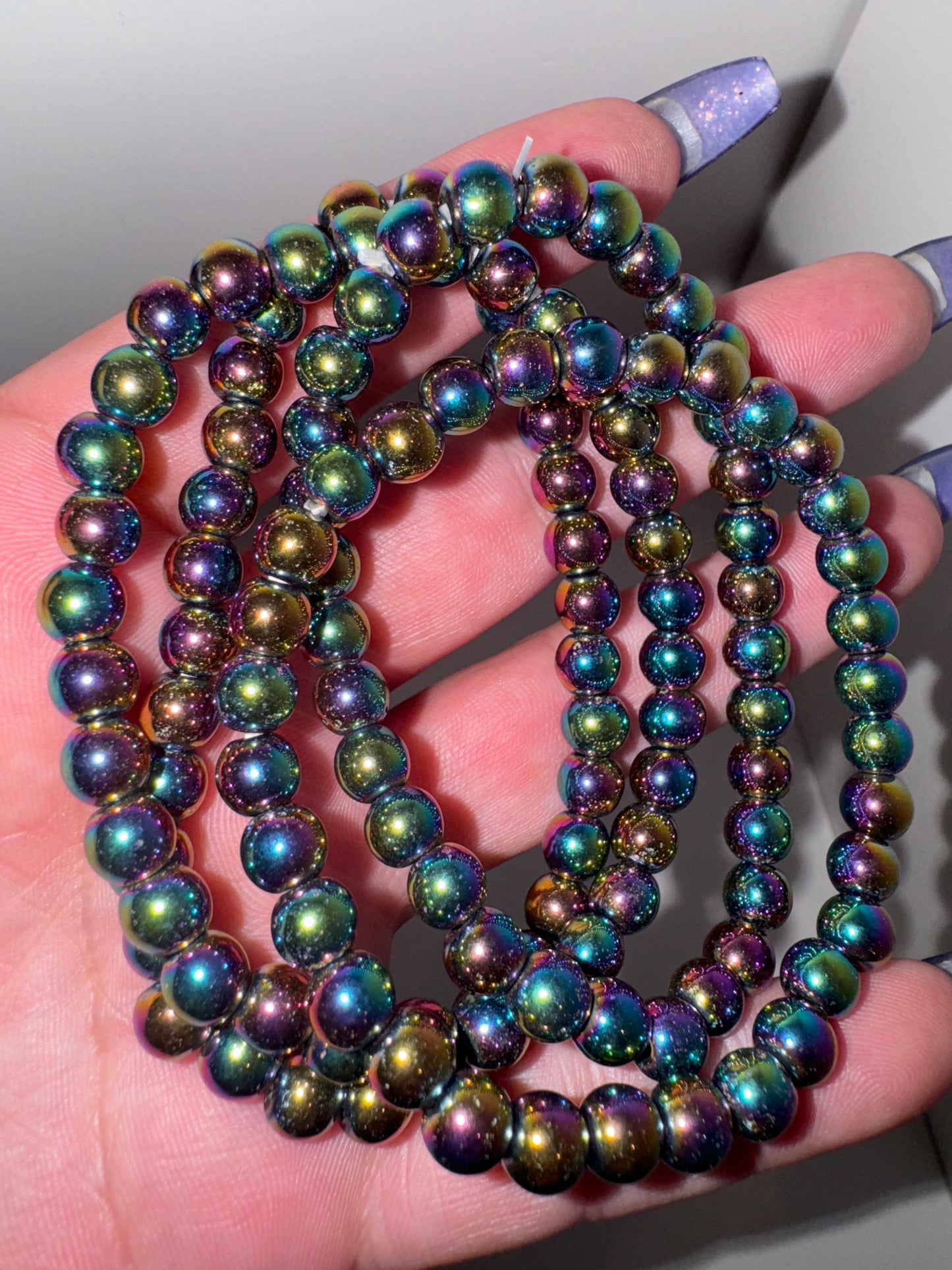 Titanium Aura Hematite 6mm bracelet