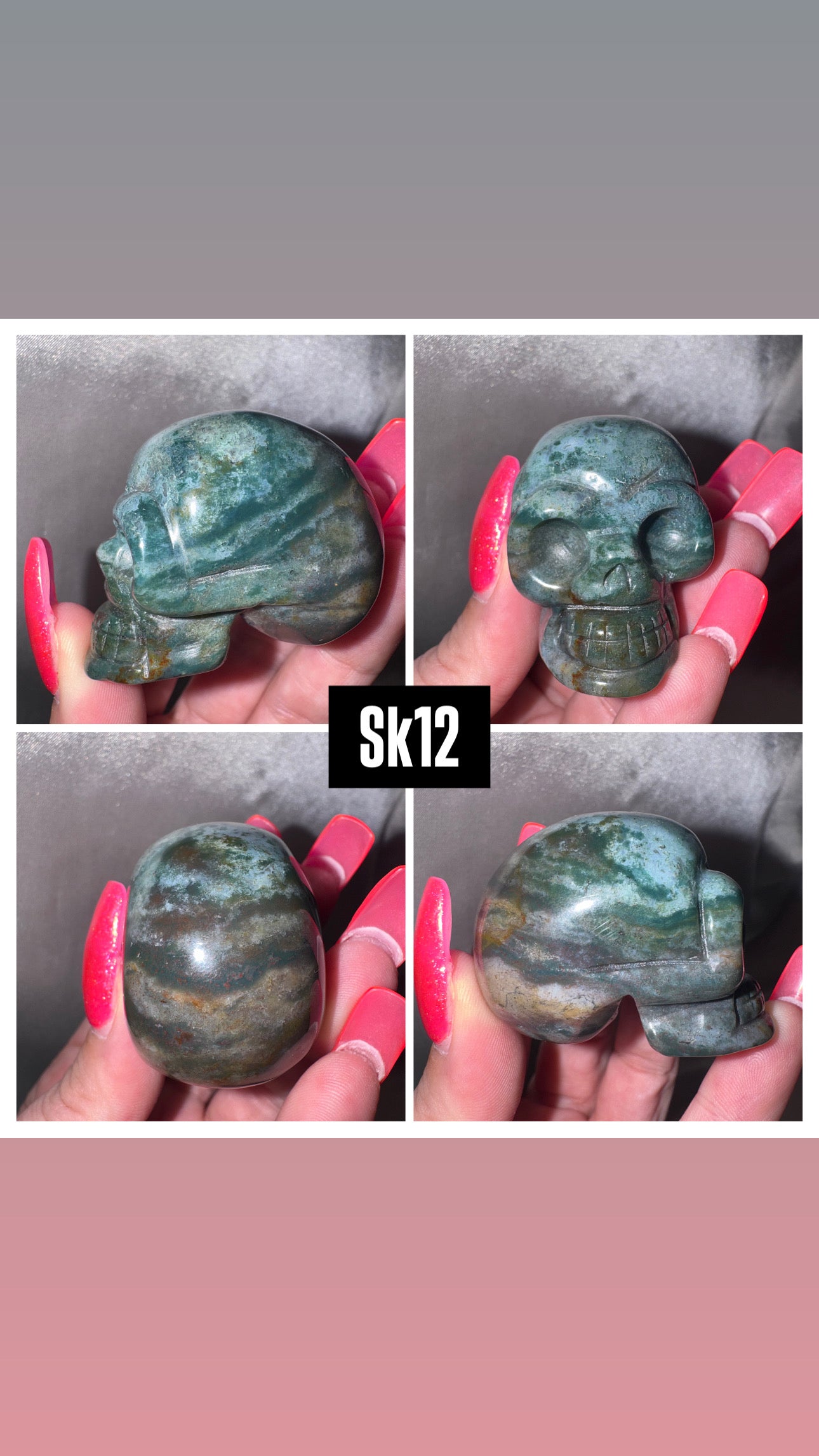 Moss Agate Skull
