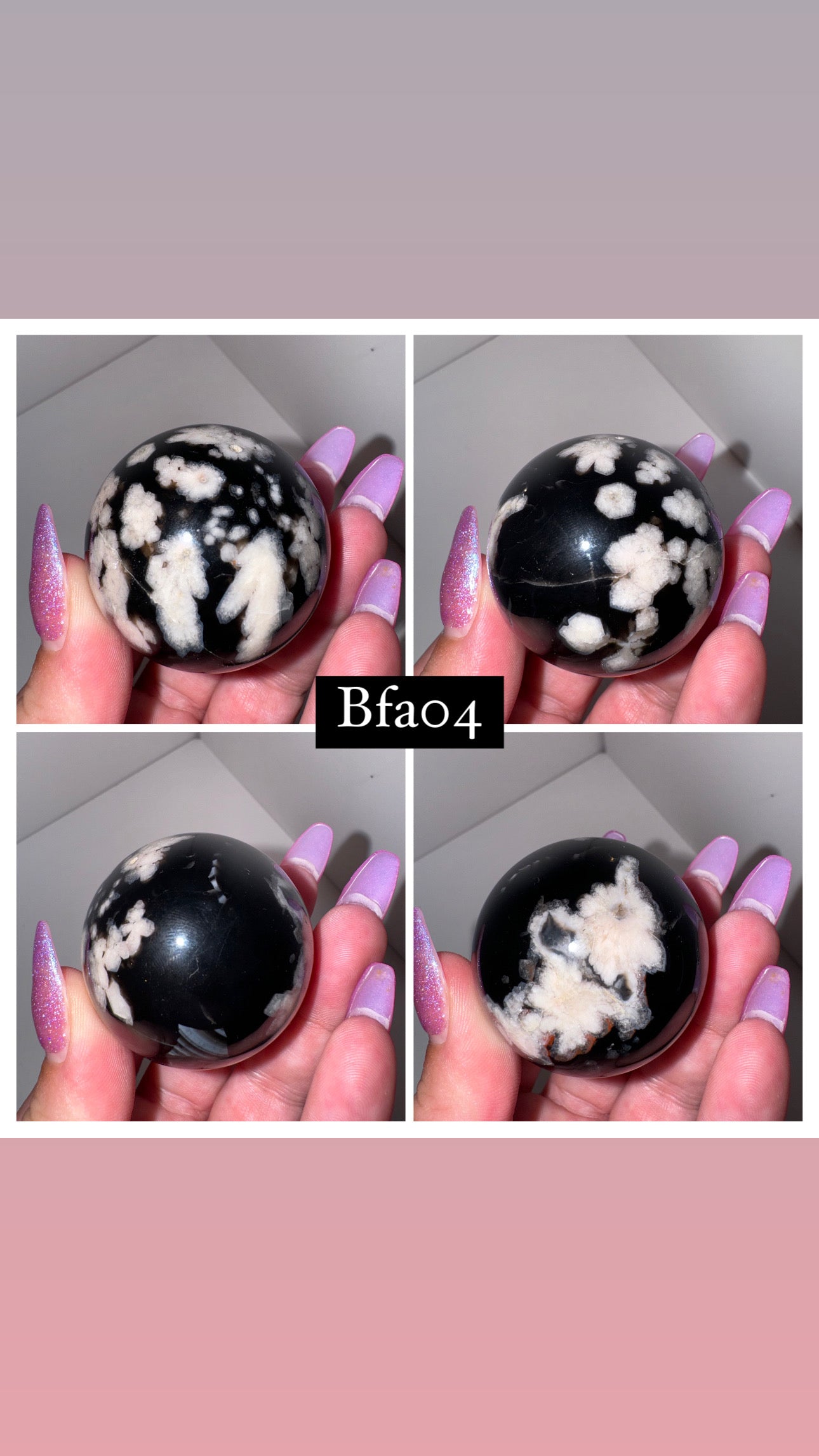 Black Flower Agate Sphere