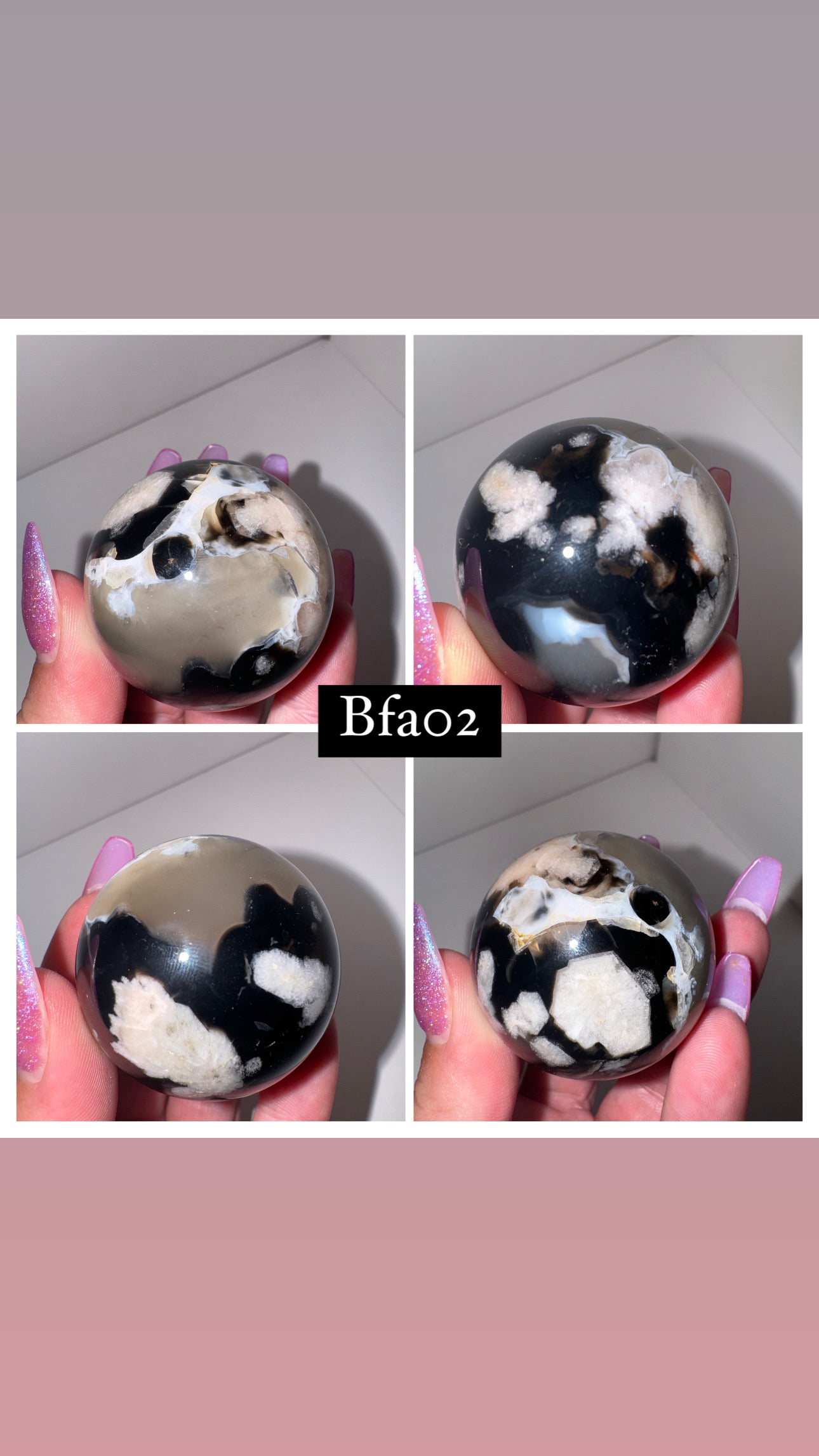 Black Flower Agate Sphere