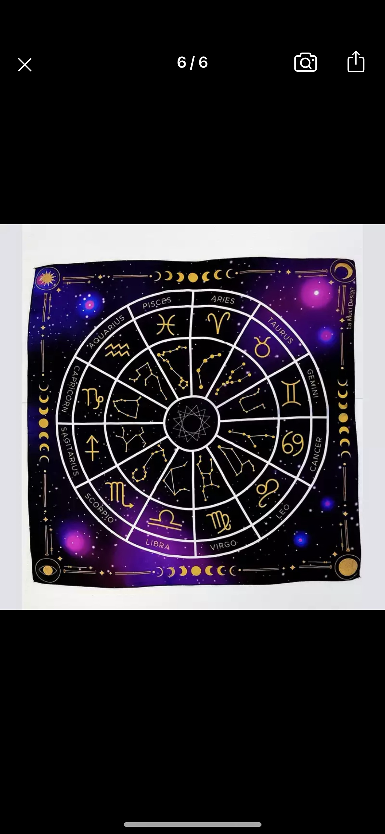 Astrology Wheel Purple/Black Altar Cloth/Wall Hanging