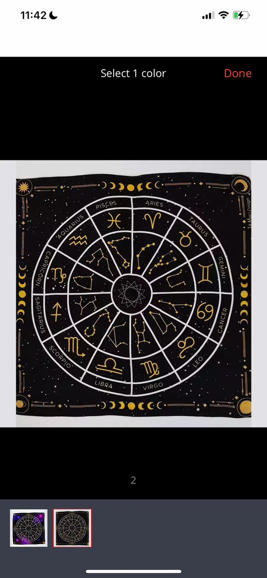 Astrology Wheel Purple/Black Altar Cloth/Wall Hanging