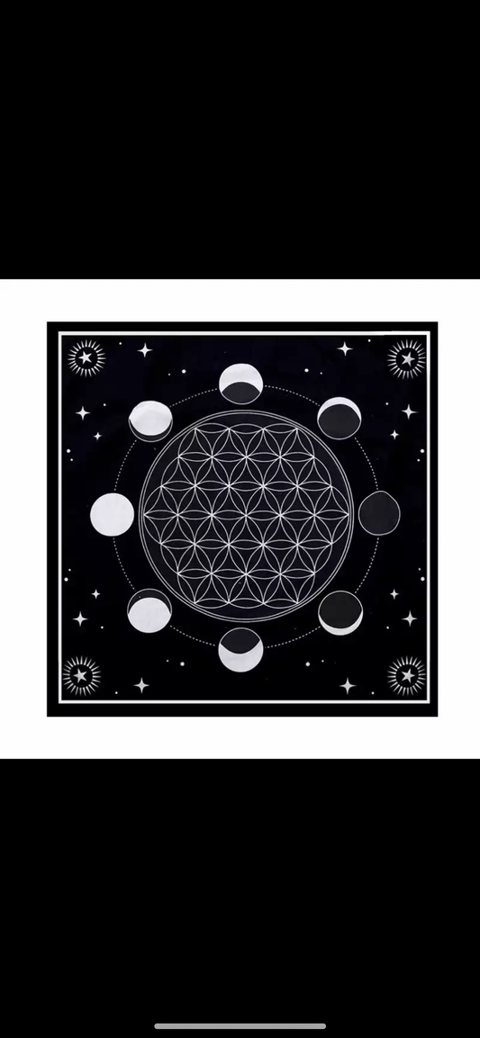 Flower of Life Moon Phase Altar Cloth/Wall Hanging