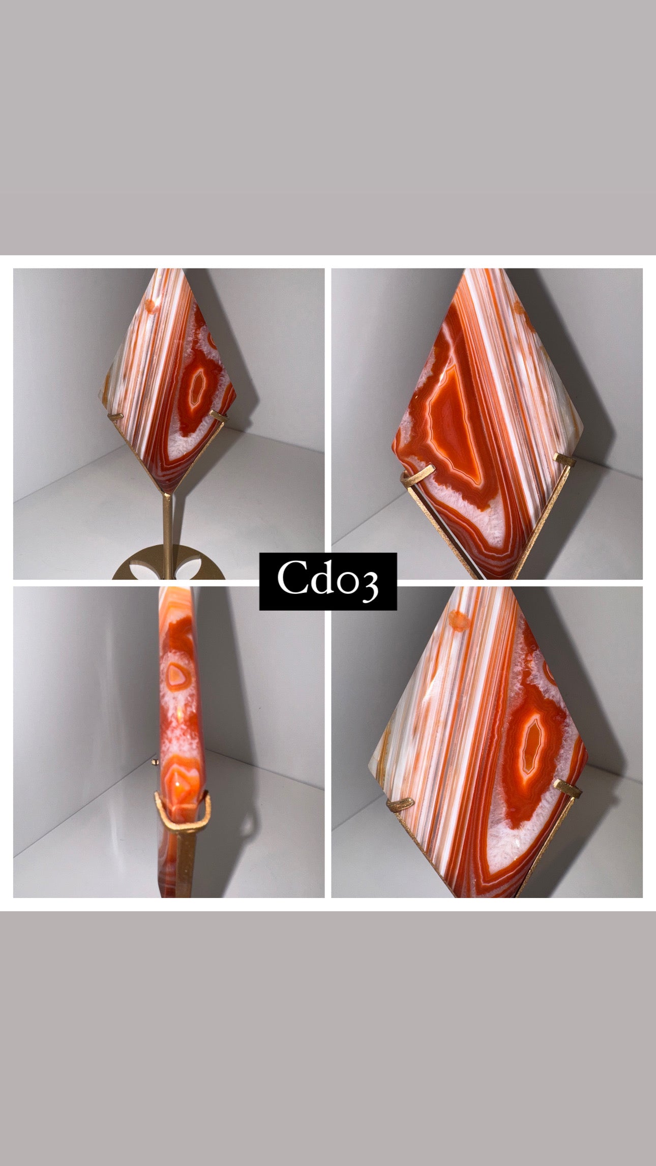 Banded Carnelian Diamond on stand