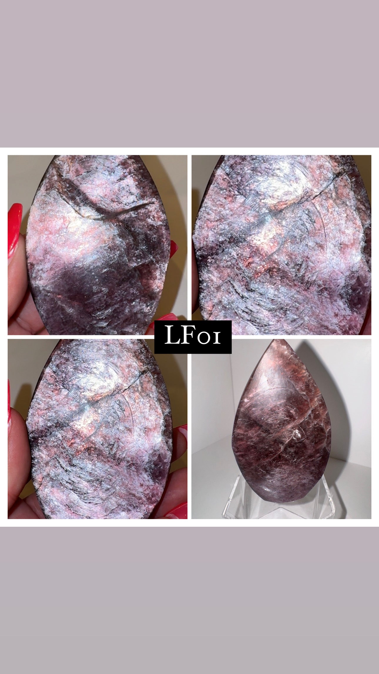 Gem Lepidolite Large Flame