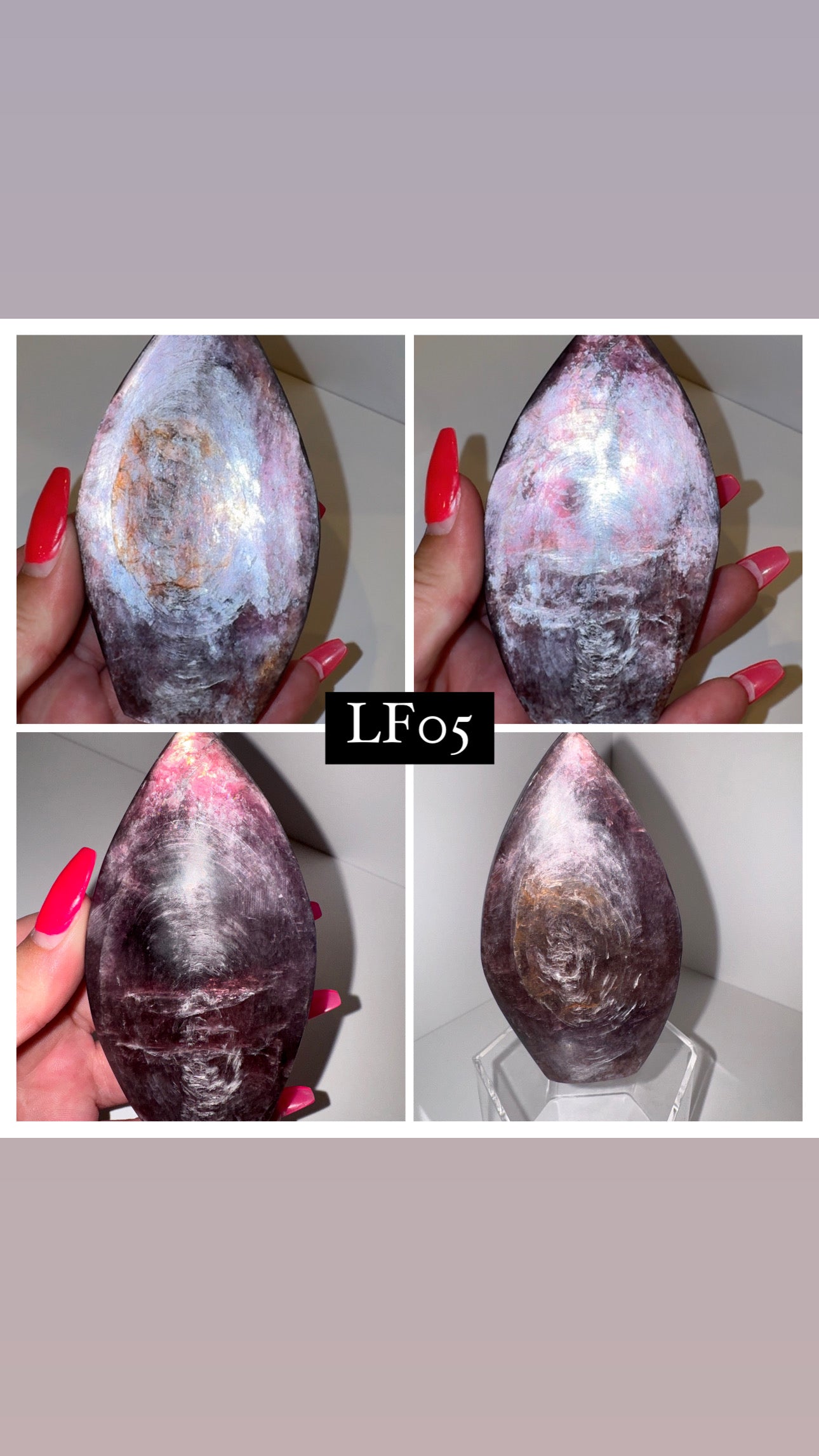 Gem Lepidolite Large Flame