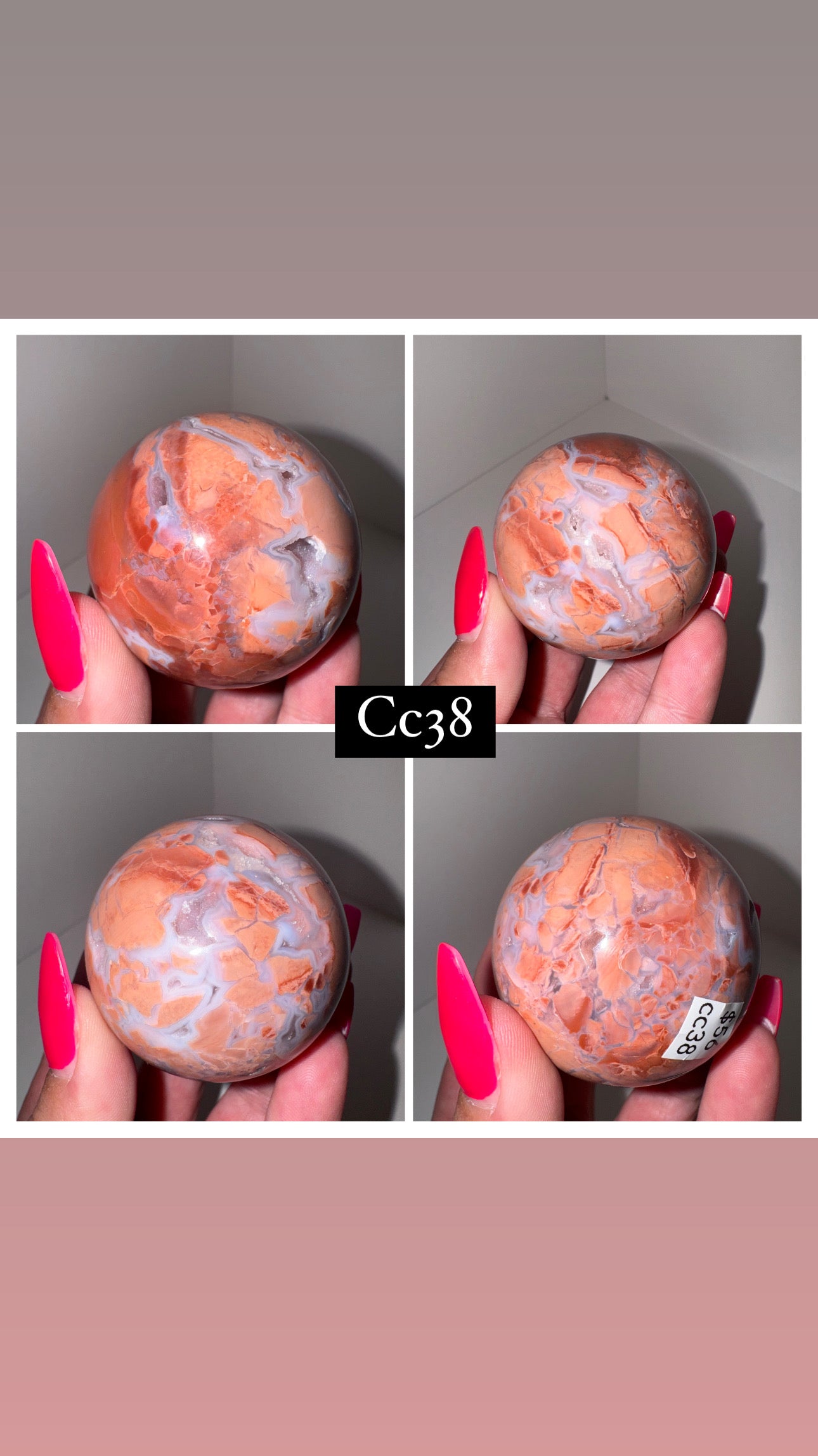 Pink “Cotton Candy” Agate Sphere