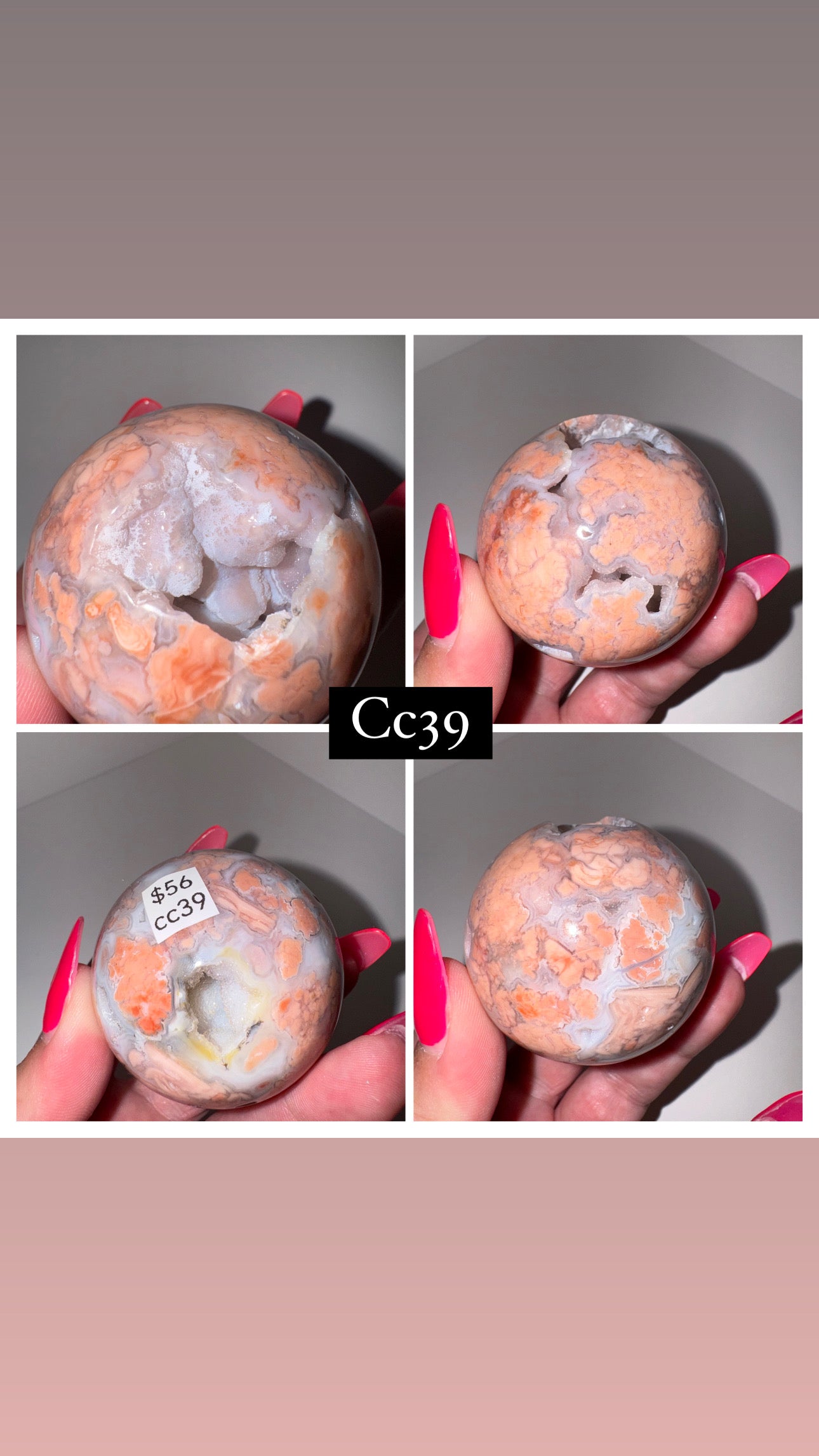 Pink “Cotton Candy” Agate Sphere