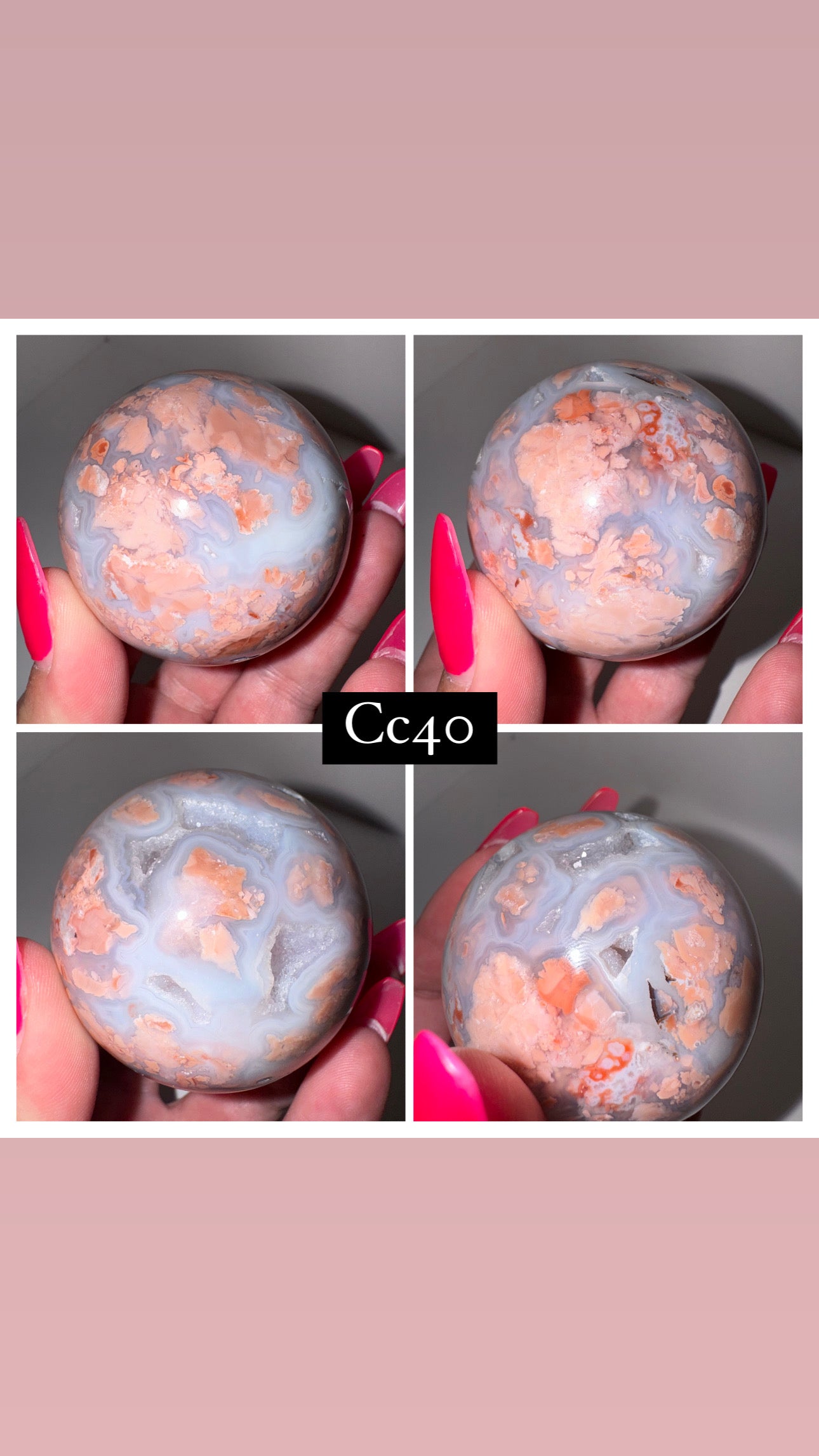 Pink “Cotton Candy” Agate Sphere