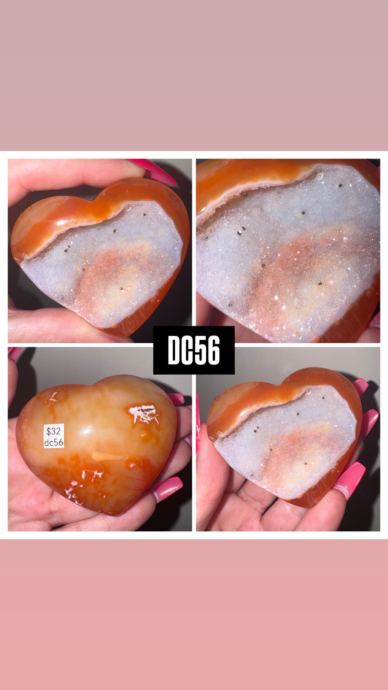 Druzy Carnelian Heart/Palmstone