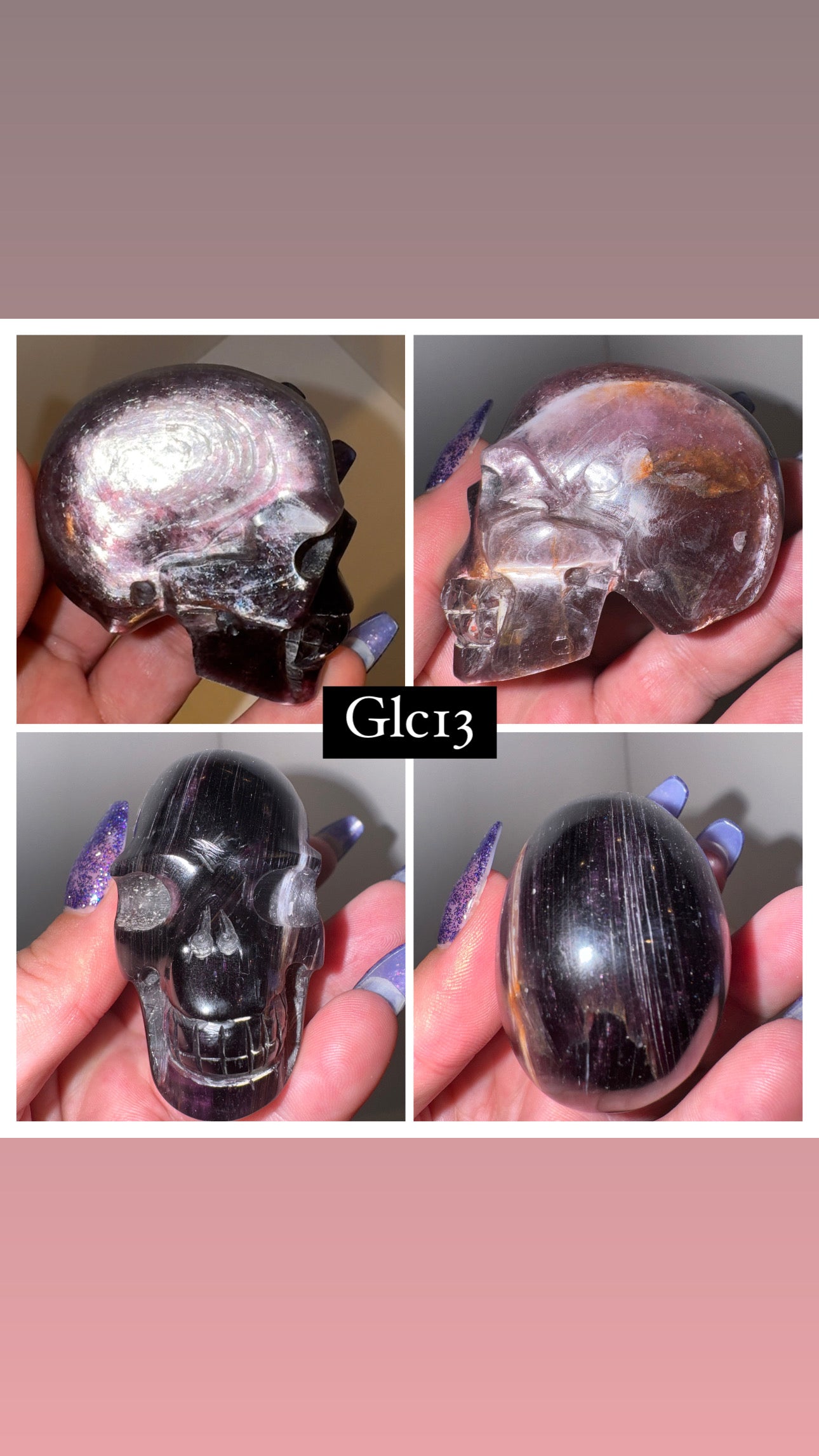 Gem Lepidolite Skull