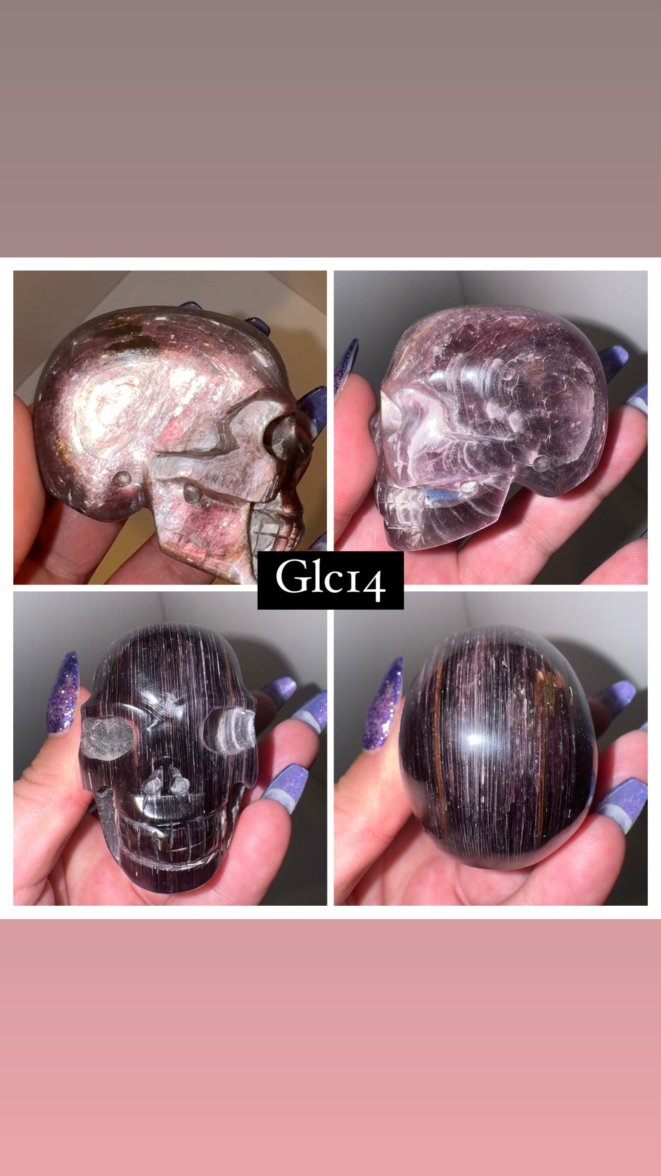 Gem Lepidolite Skull