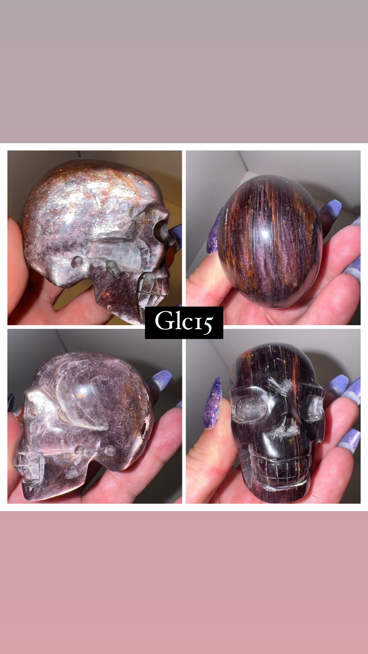 Gem Lepidolite Skull