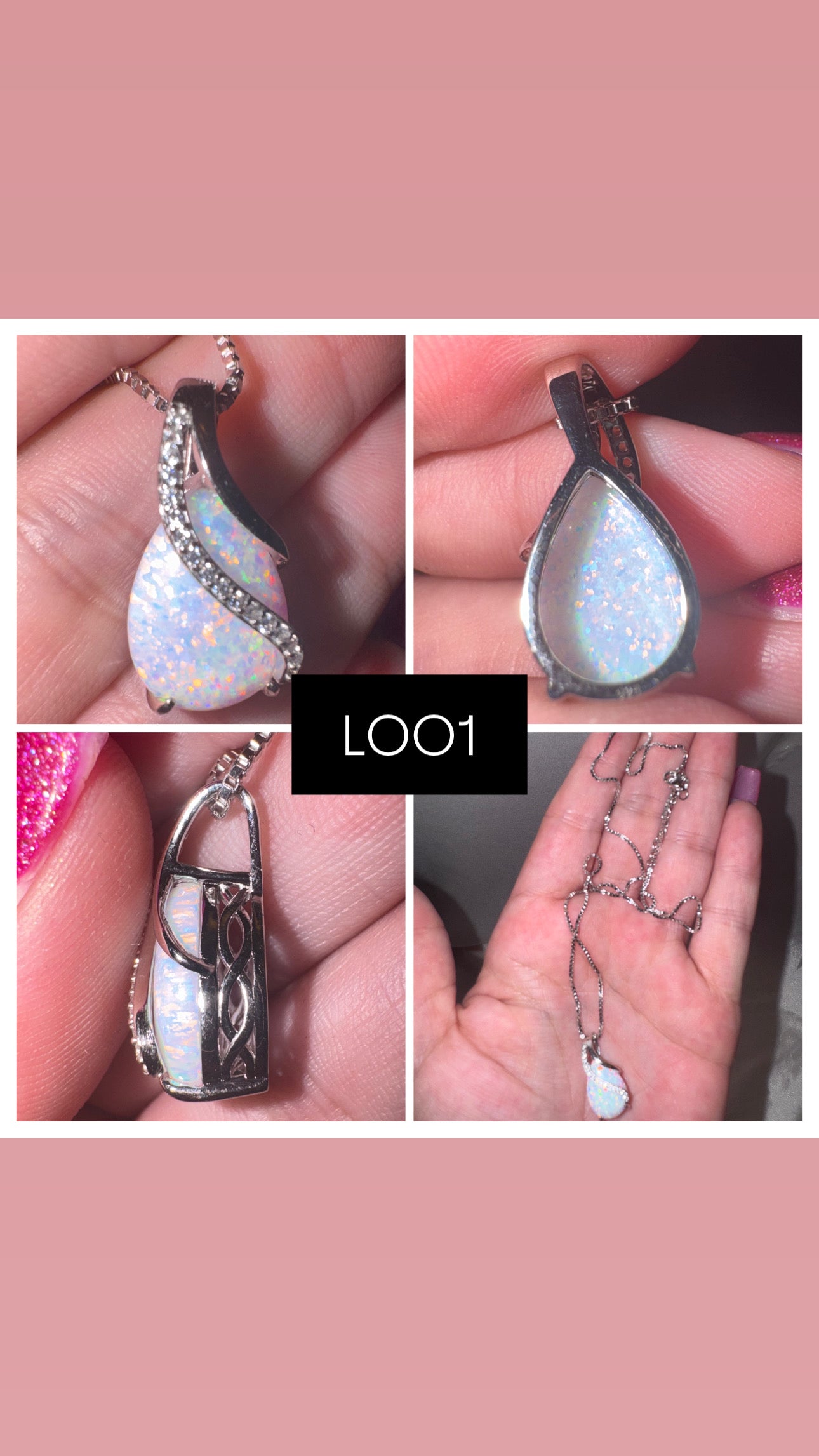 White Opal Lab Created Pendant with chain