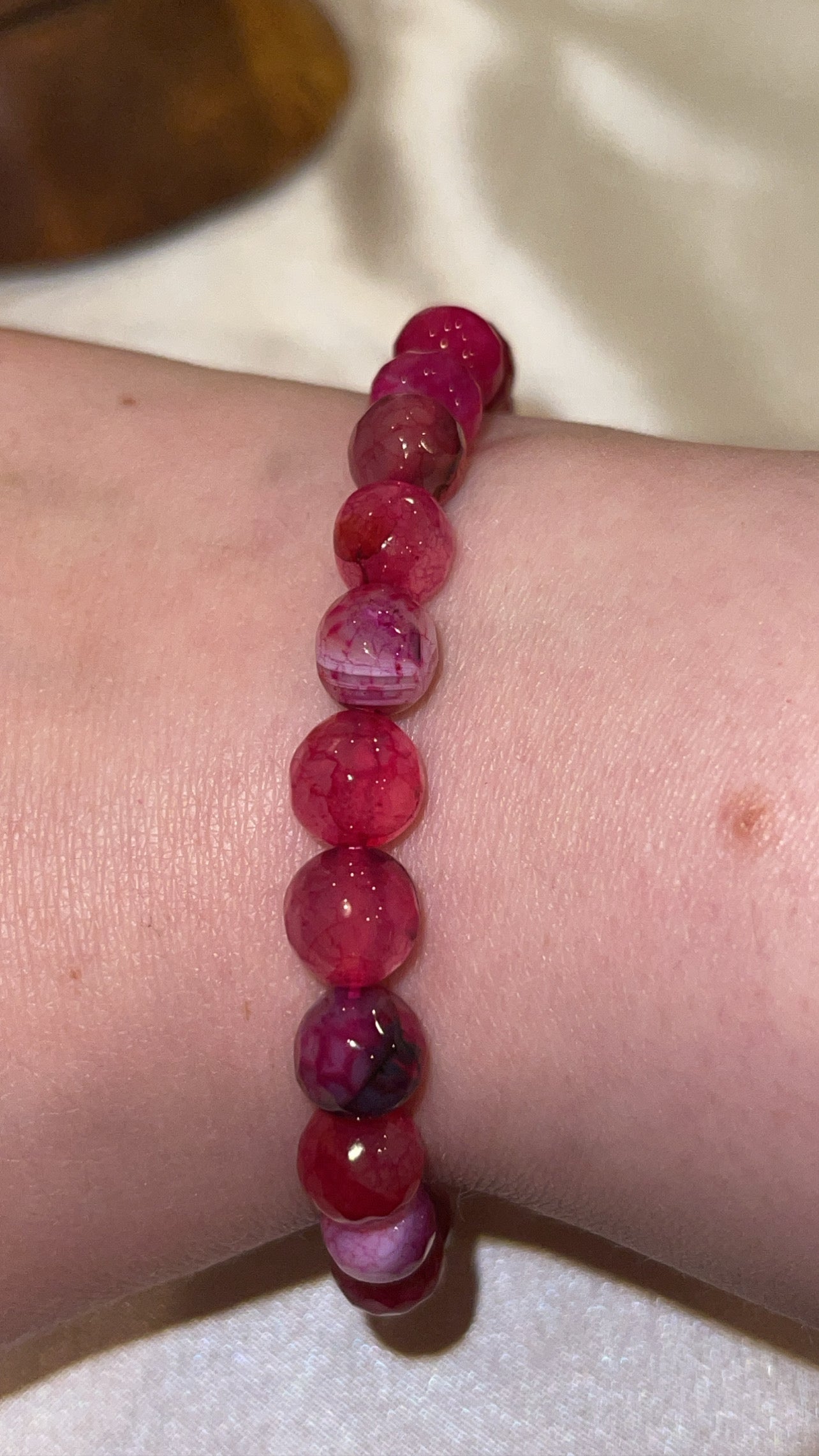 Pink Dyed Agate Faceted Bracelet 8mm