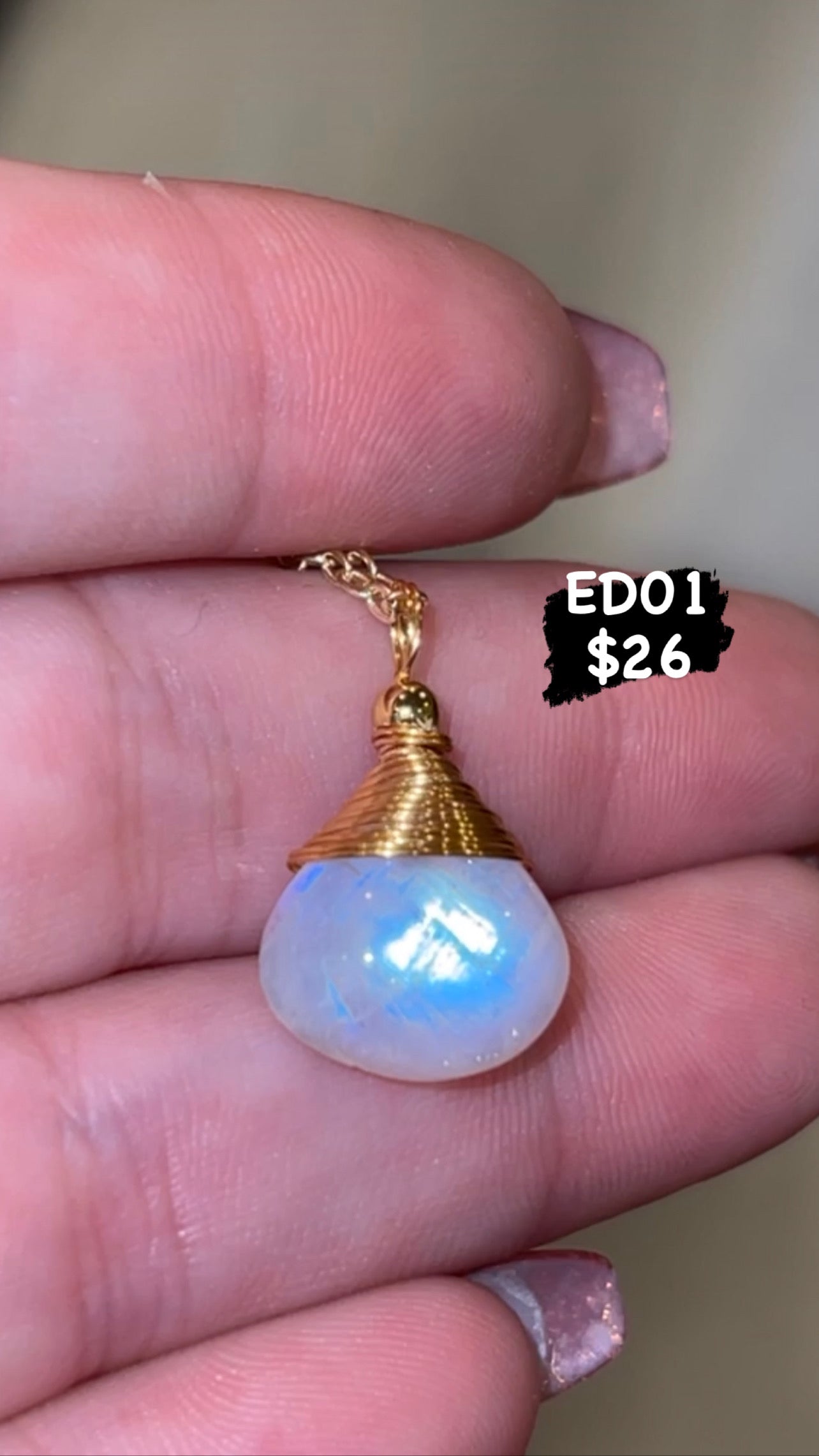 Rainbow Moonstone Necklace Gold (Choose Your Own!)