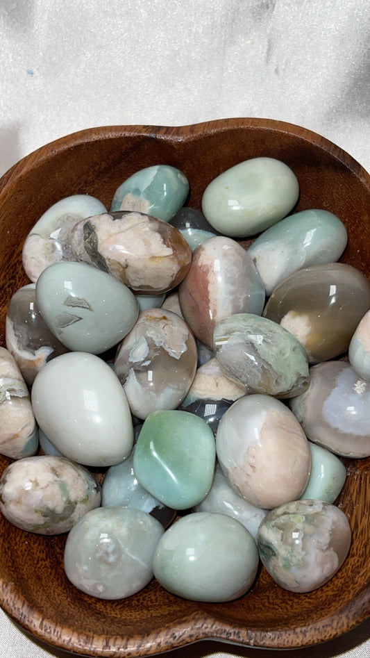 Green Flower Agate Large Tumble