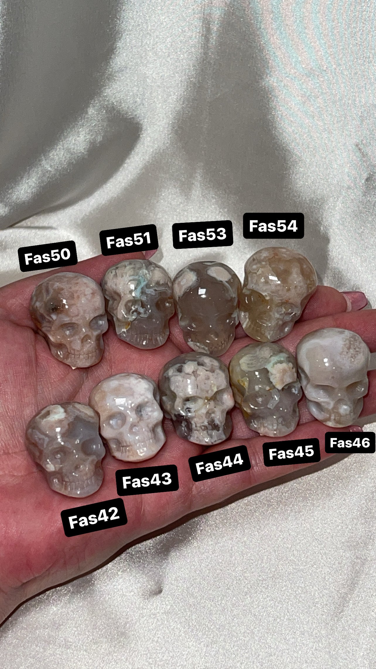 Flower Agate Small Skull (Choose Your Own)