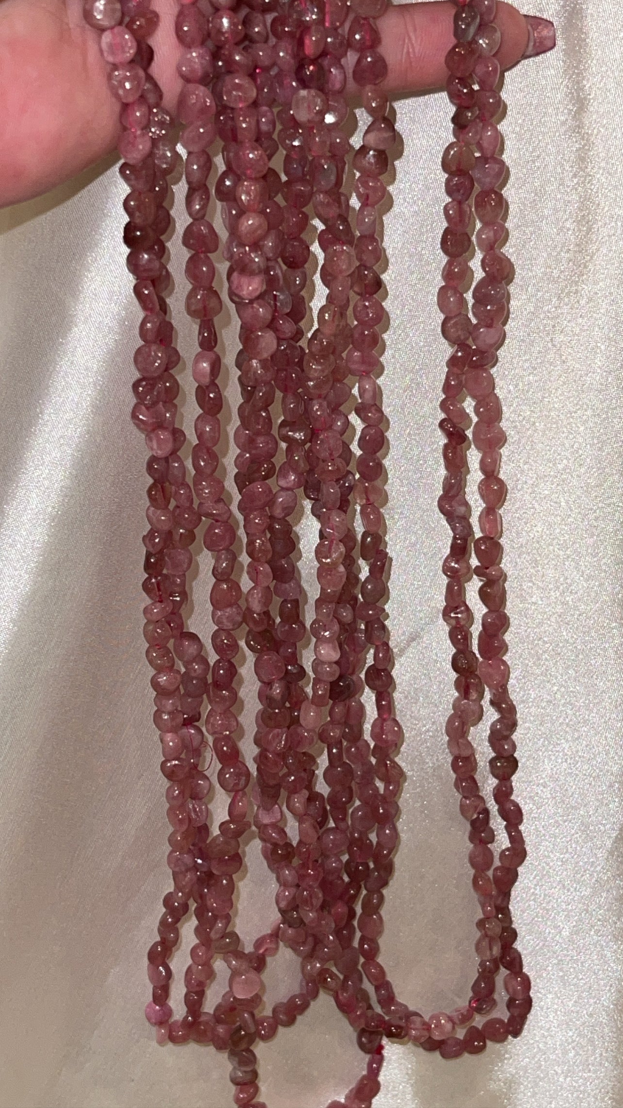 Pink Tourmaline Necklace/Triple Wrap Bracelet