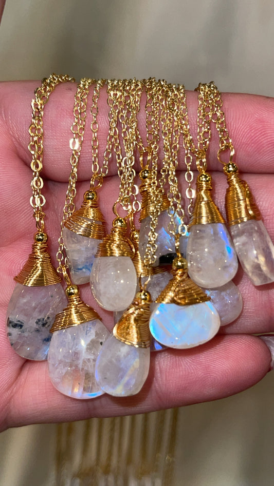 Rainbow Moonstone Necklace Gold (Choose Your Own!)