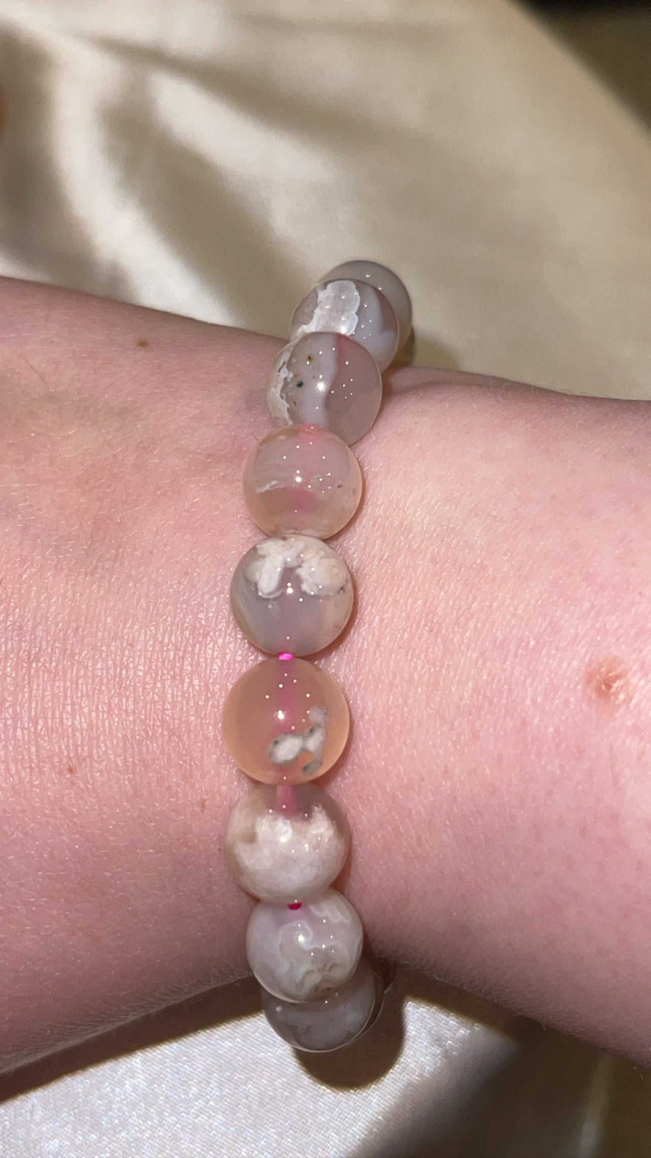 Flower Agate Bracelet 10mm