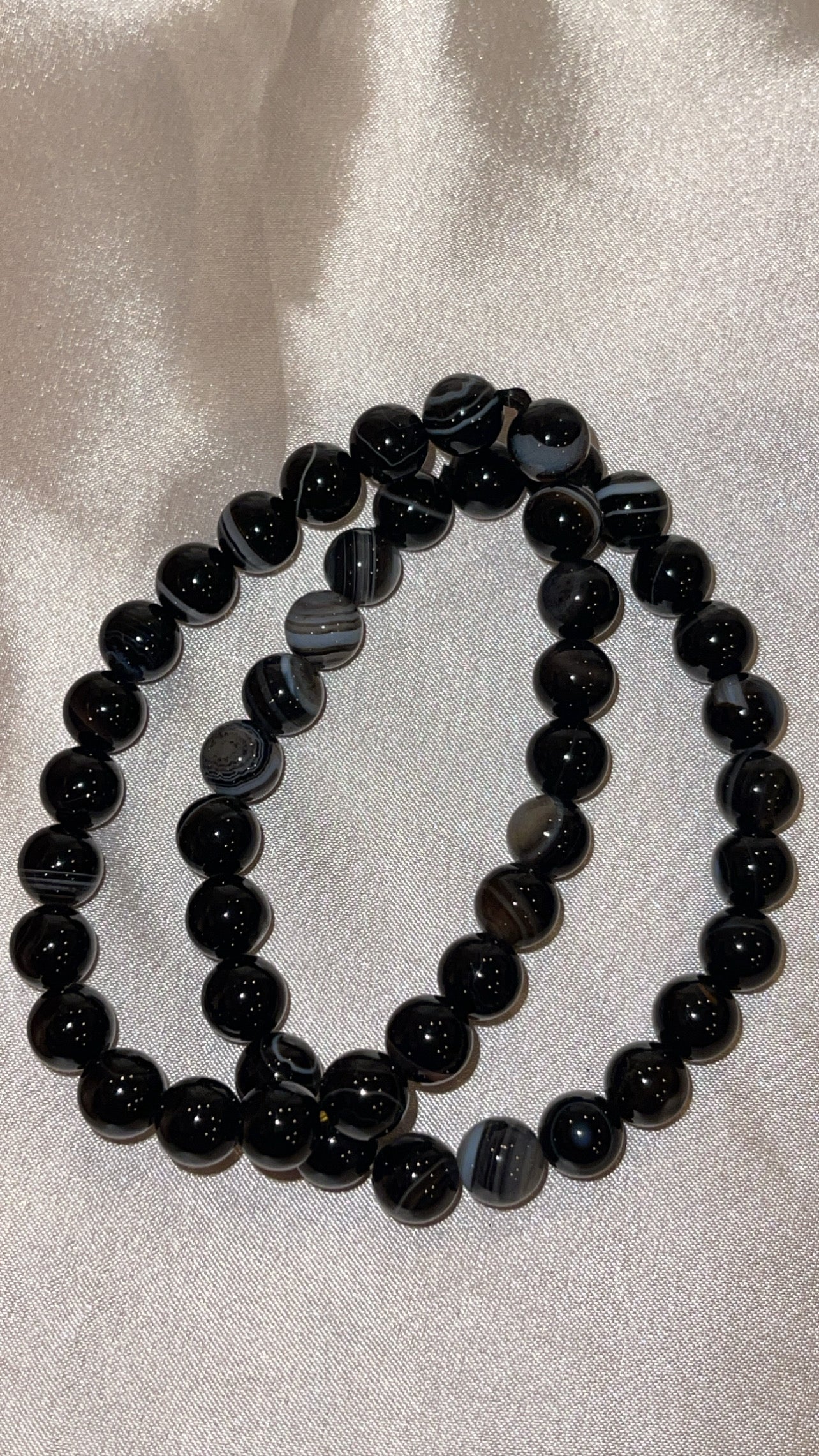 Black Banded Agate Bracelet 8mm