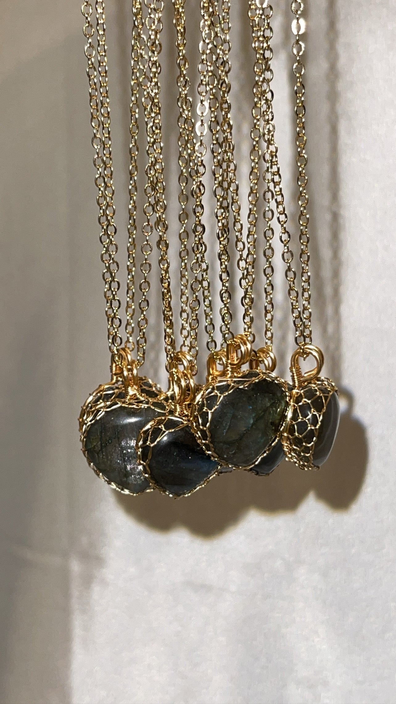 Labradorite Necklace Gold