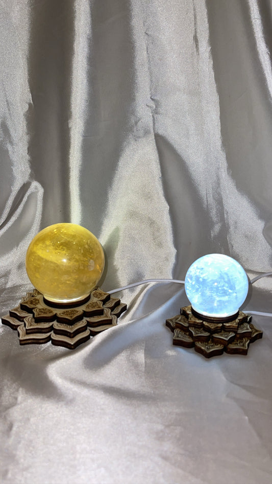 Lotus Wood Light Sphere Stand