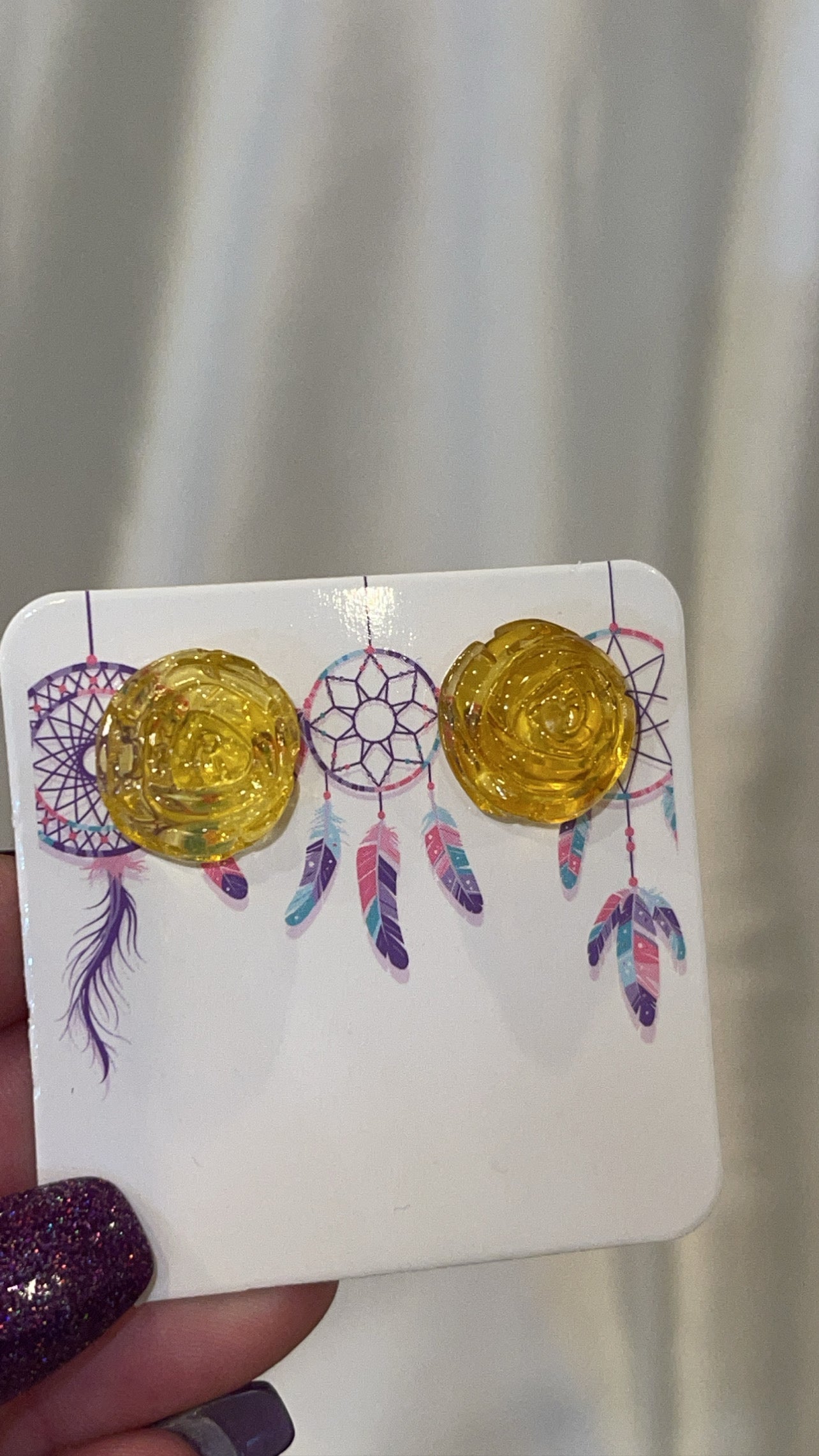 Amber Flower Stud Earrings