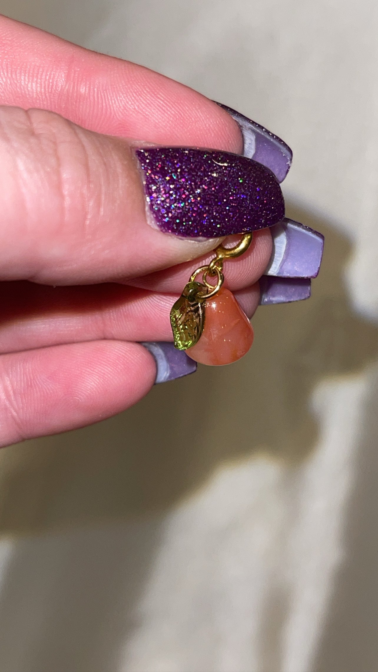 Yanyuan Pink Agate Pear Clip On Charm