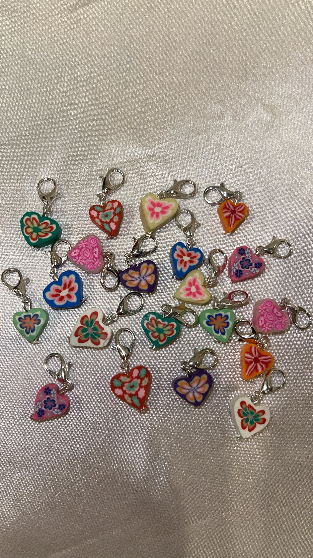 Colorful Clay Heart Clip On Charm
